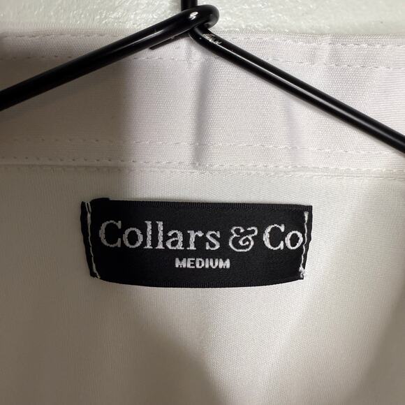 Collars & Co Dress Collar Polo Mens White Shirt Medium Performance Golf Casual - Picture 2 of 8
